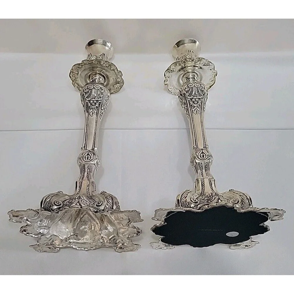 2 Vintage Godinger BAROQUE Style Ornate Silver-Plated 11.5